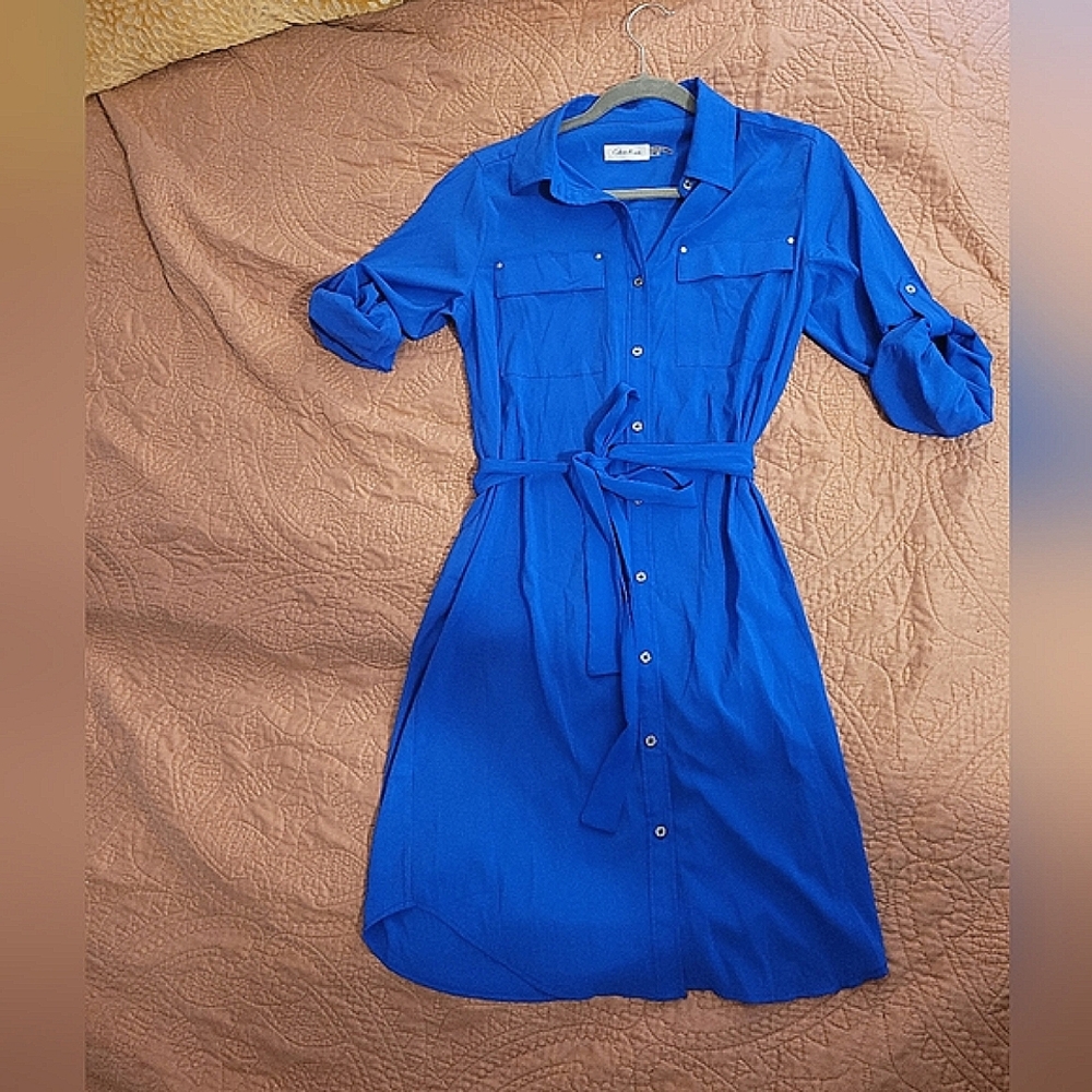 Calvin Klein blue shirt dress